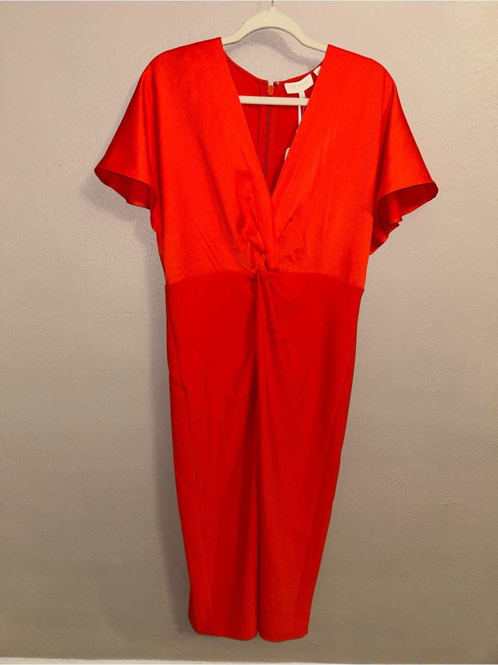 Ted Baker Orange Twist-Front Midi Dress - Picture 4 of 6